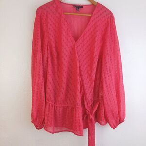 INC long sleeve tie side sheer pink  blouse size 2XL